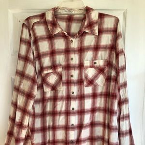 Maurice’s red and cream long sleeve button down